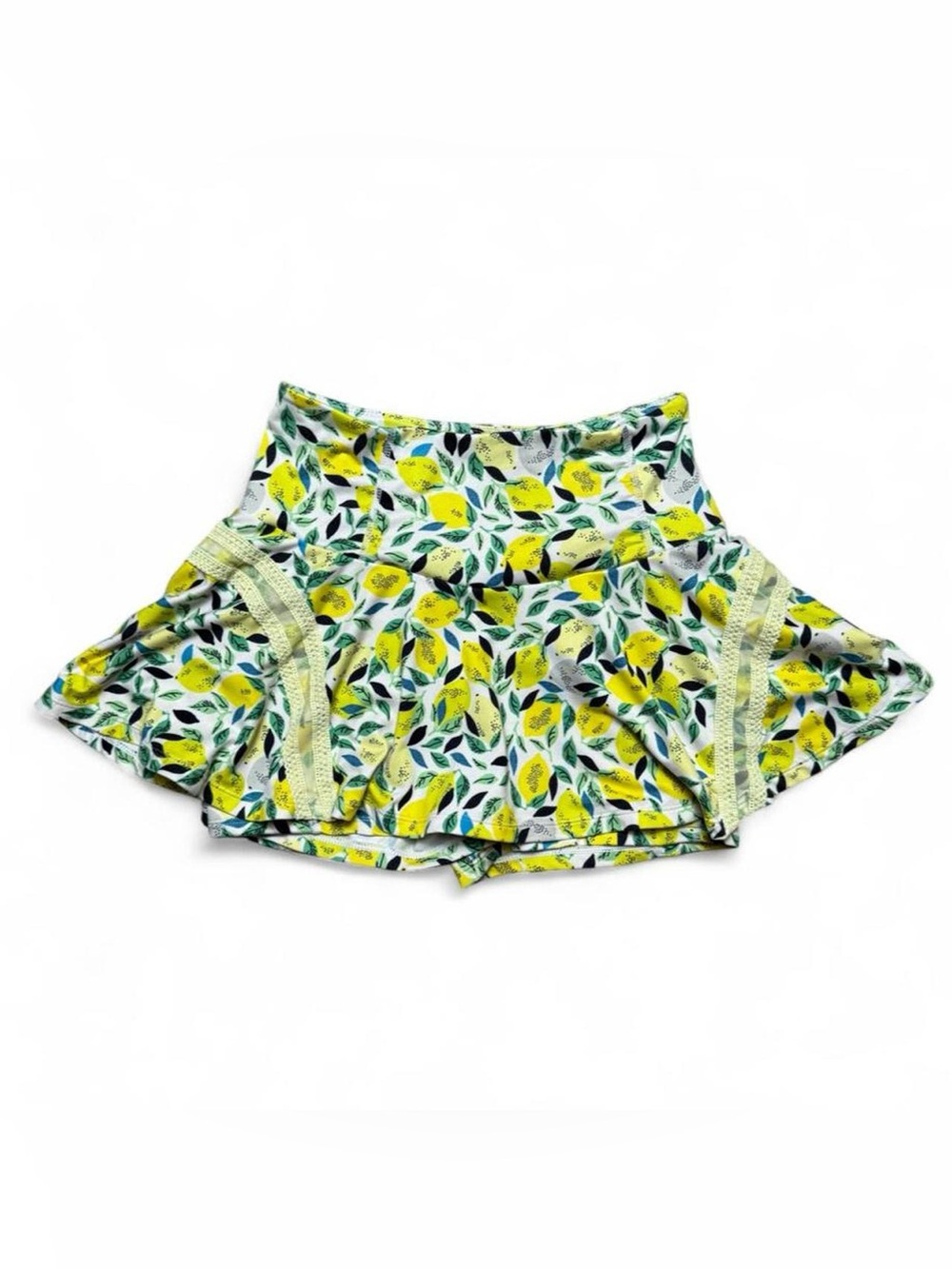 Free People Yellow Lemon Print Circle Skirt